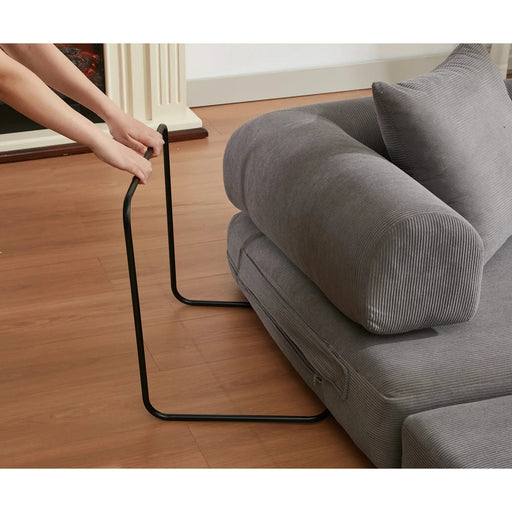 [NEW ARRIVED] [VIDEO PROVIDED] 78.5' Folding Convertible Out Sleeper Sofa Bed,4-in-1 DIY Combination Convertible Sofa,3 seat, Folding Sofa, King Size , Bedroom,Apartment,Corduroy,Gray Default -DTYStore