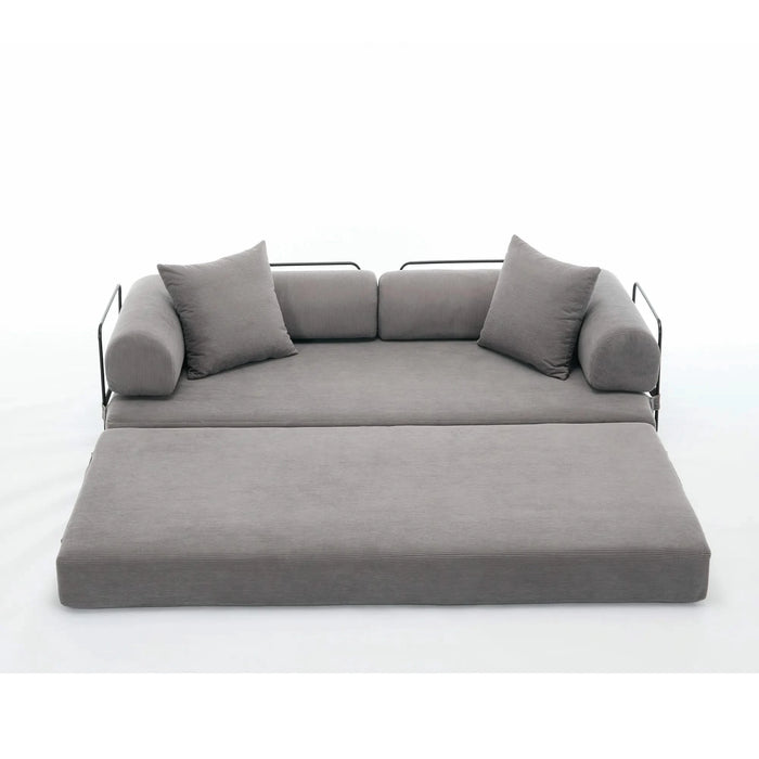 [NEW ARRIVED] [VIDEO PROVIDED] 78.5' Folding Convertible Out Sleeper Sofa Bed,4-in-1 DIY Combination Convertible Sofa,3 seat, Folding Sofa, King Size , Bedroom,Apartment,Corduroy,Gray Default -DTYStore