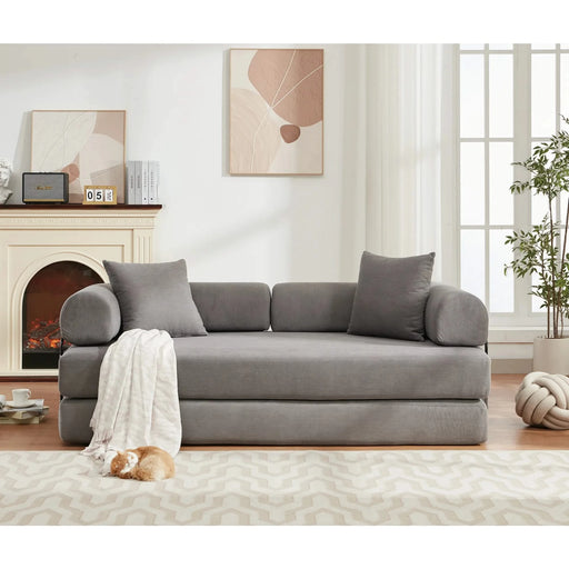 [NEW ARRIVED] [VIDEO PROVIDED] 78.5' Folding Convertible Out Sleeper Sofa Bed,4-in-1 DIY Combination Convertible Sofa,3 seat, Folding Sofa, King Size , Bedroom,Apartment,Corduroy,Gray Default -DTYStore