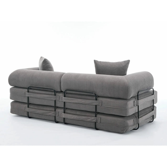 [NEW ARRIVED] [VIDEO PROVIDED] 78.5' Folding Convertible Out Sleeper Sofa Bed,4-in-1 DIY Combination Convertible Sofa,3 seat, Folding Sofa, King Size , Bedroom,Apartment,Corduroy,Gray Default -DTYStore