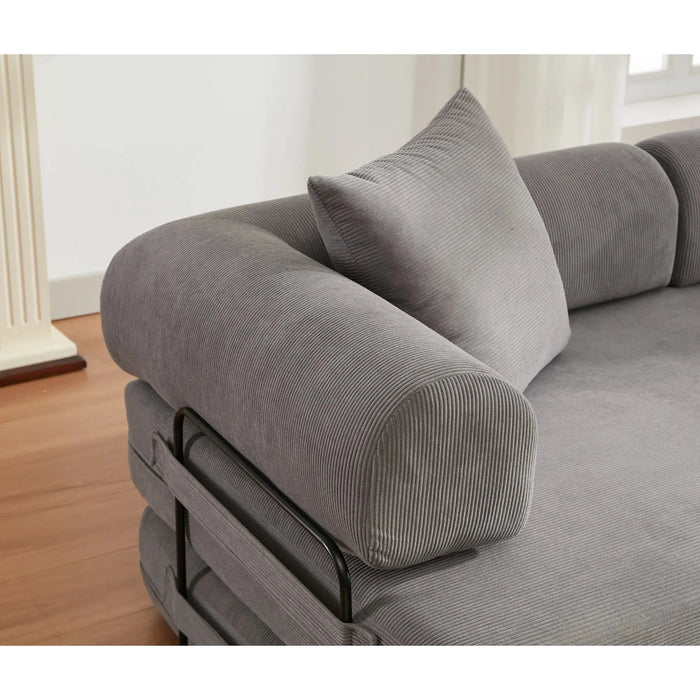 [NEW ARRIVED] [VIDEO PROVIDED] 78.5' Folding Convertible Out Sleeper Sofa Bed,4-in-1 DIY Combination Convertible Sofa,3 seat, Folding Sofa, King Size , Bedroom,Apartment,Corduroy,Gray Default -DTYStore