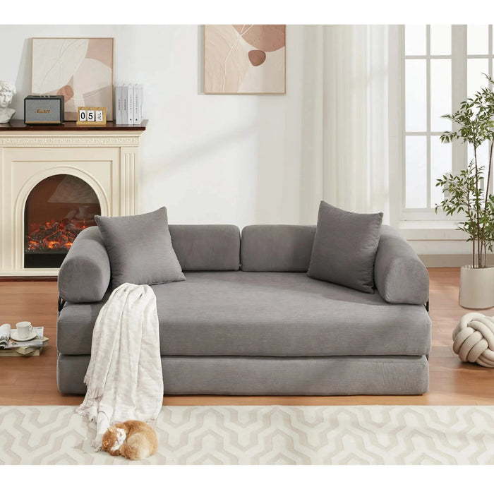 [NEW ARRIVED] [VIDEO PROVIDED] 78.5' Folding Convertible Out Sleeper Sofa Bed,4-in-1 DIY Combination Convertible Sofa,3 seat, Folding Sofa, King Size , Bedroom,Apartment,Corduroy,Gray Default -DTYStore