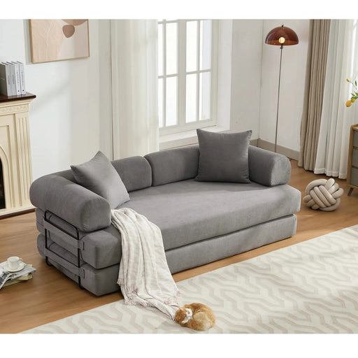 [NEW ARRIVED] [VIDEO PROVIDED] 78.5' Folding Convertible Out Sleeper Sofa Bed,4-in-1 DIY Combination Convertible Sofa,3 seat, Folding Sofa, King Size , Bedroom,Apartment,Corduroy,Gray Default -DTYStore