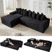 [NEW ARRIVED] [VIDEO PROVIDED] Oversize Cloud Sectional Couch, L-Shape Sofa, Convertible Floor Sleeper Sofa Bed, No Assembly ,Eight pillows,3-in-1,Side Pocket,(Left Facing Sofa),3 Seat,Corduroy,Black Default -DTYStore