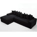 [NEW ARRIVED] [VIDEO PROVIDED] Oversize Cloud Sectional Couch, L-Shape Sofa, Convertible Floor Sleeper Sofa Bed, No Assembly ,Eight pillows,3-in-1,Side Pocket,(Left Facing Sofa),3 Seat,Corduroy,Black Default -DTYStore