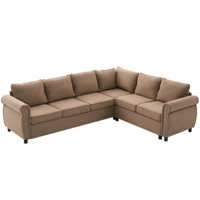 [NEW ARRIVED] [VIDEO PROVIDED] Sleeper Sofa, 2 in 1 Pull Out Couch Bed,6 seater sofa bed, L Shaped Sleeper Sectional Sofa Couch,Riveted sofa,104'' Large combined sofa Bed in living room, Brown Default -DTYStore
