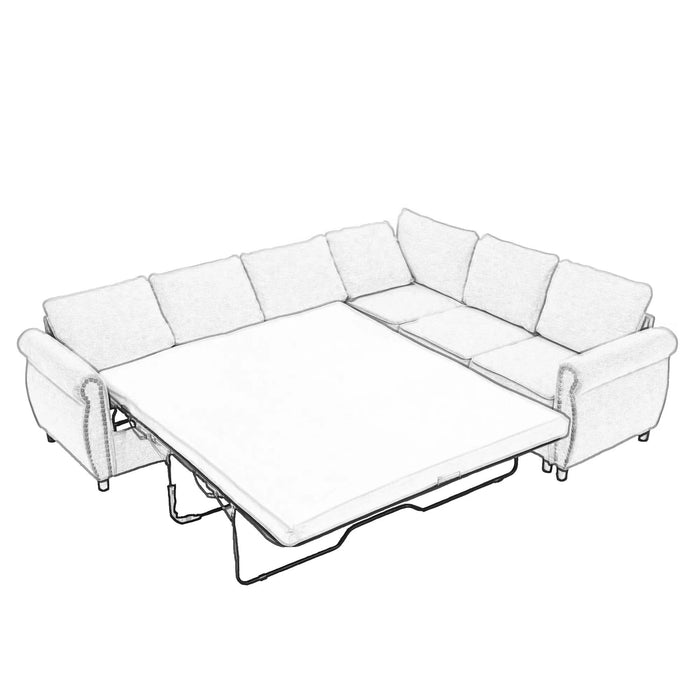 [NEW ARRIVED] [VIDEO PROVIDED] Sleeper Sofa, 2 in 1 Pull Out Couch Bed,6 seater sofa bed, L Shaped Sleeper Sectional Sofa Couch,Riveted sofa,104'' Large combined sofa Bed in living room, Brown Default -DTYStore