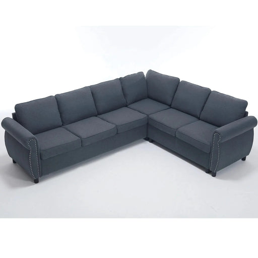 [NEW ARRIVED] [VIDEO PROVIDED] Sleeper Sofa, 2 in 1 Pull Out Couch Bed,6 seater sofa bed, L Shaped Sleeper Sectional Sofa Couch,Riveted sofa,104'' Large combined sofa Bed in living room, GRAY Default -DTYStore