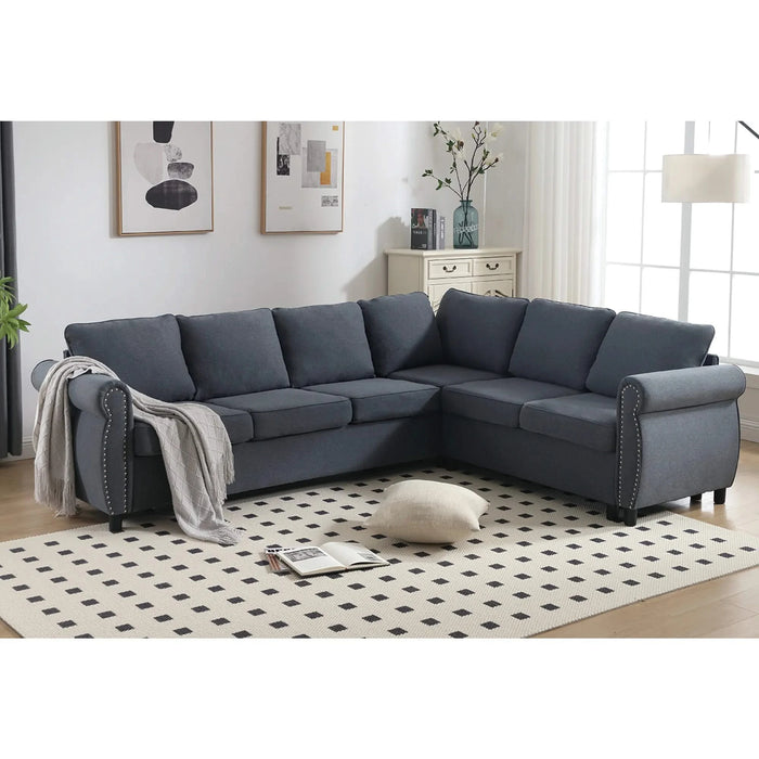 [NEW ARRIVED] [VIDEO PROVIDED] Sleeper Sofa, 2 in 1 Pull Out Couch Bed,6 seater sofa bed, L Shaped Sleeper Sectional Sofa Couch,Riveted sofa,104'' Large combined sofa Bed in living room, GRAY Default -DTYStore
