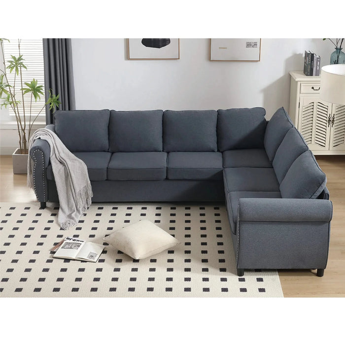 [NEW ARRIVED] [VIDEO PROVIDED] Sleeper Sofa, 2 in 1 Pull Out Couch Bed,6 seater sofa bed, L Shaped Sleeper Sectional Sofa Couch,Riveted sofa,104'' Large combined sofa Bed in living room, GRAY Default -DTYStore