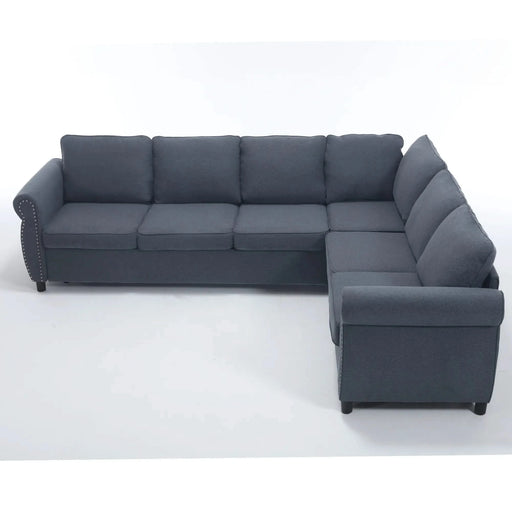 [NEW ARRIVED] [VIDEO PROVIDED] Sleeper Sofa, 2 in 1 Pull Out Couch Bed,6 seater sofa bed, L Shaped Sleeper Sectional Sofa Couch,Riveted sofa,104'' Large combined sofa Bed in living room, GRAY Default -DTYStore