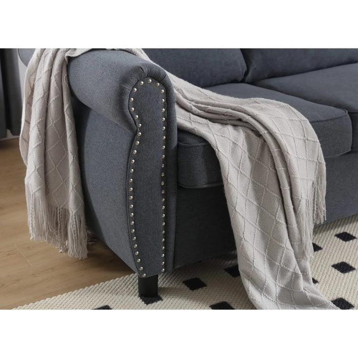 [NEW ARRIVED] [VIDEO PROVIDED] Sleeper Sofa, 2 in 1 Pull Out Couch Bed,6 seater sofa bed, L Shaped Sleeper Sectional Sofa Couch,Riveted sofa,104'' Large combined sofa Bed in living room, GRAY Default -DTYStore