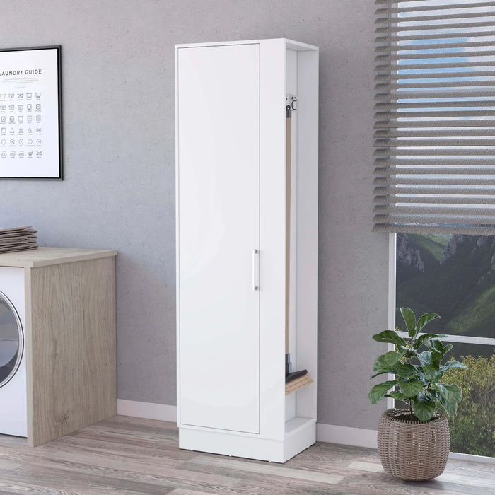 Nampa Storage Cabinet, Single Door, Broom Hangers ,White Default -DTYStore