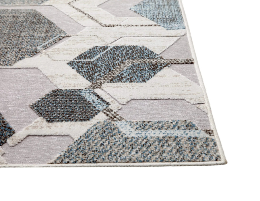 Napa Elio Grey/ Blue/ Multi Geometric Area Rug Default -DTYStore
