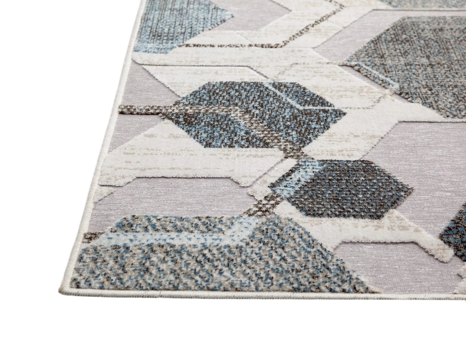 Napa Elio Grey/ Blue/ Multi Geometric Area Rug Default -DTYStore