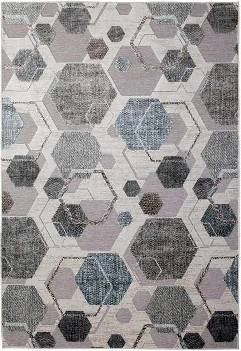 Napa Elio Grey/ Blue/ Multi Geometric Area Rug Default -DTYStore
