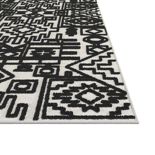 Napa Mercana Ivory and Black Chenille High-Low Area Rug Default -DTYStore