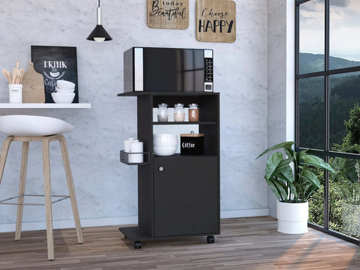 Napenthe 1-Shelf Kitchen Cart with Caster Black Wengue Default -DTYStore