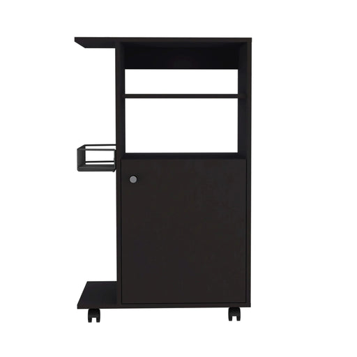 Napenthe 1-Shelf Kitchen Cart with Caster Black Wengue Default -DTYStore