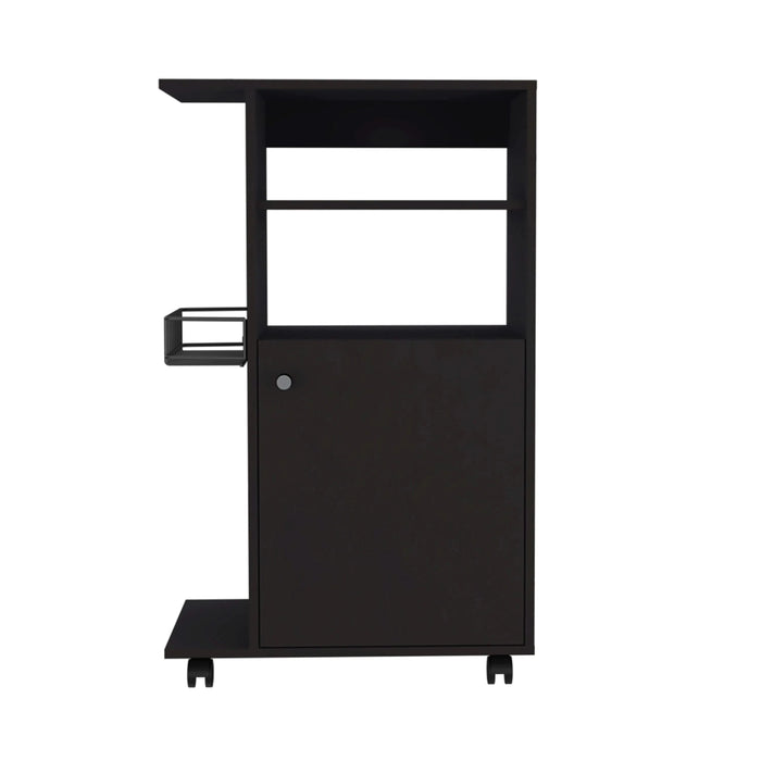 Napenthe 1-Shelf Kitchen Cart with Caster Black Wengue Default -DTYStore