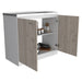 Napoles Utility Sink with Cabinet One Shelf, Double Door Cabinet -Smokey Oak / Light Gray - DTY Store