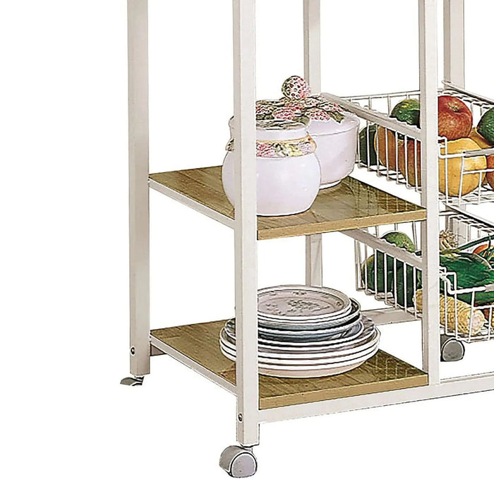 Natural Brown and White Kitchen Cart Default -DTYStore