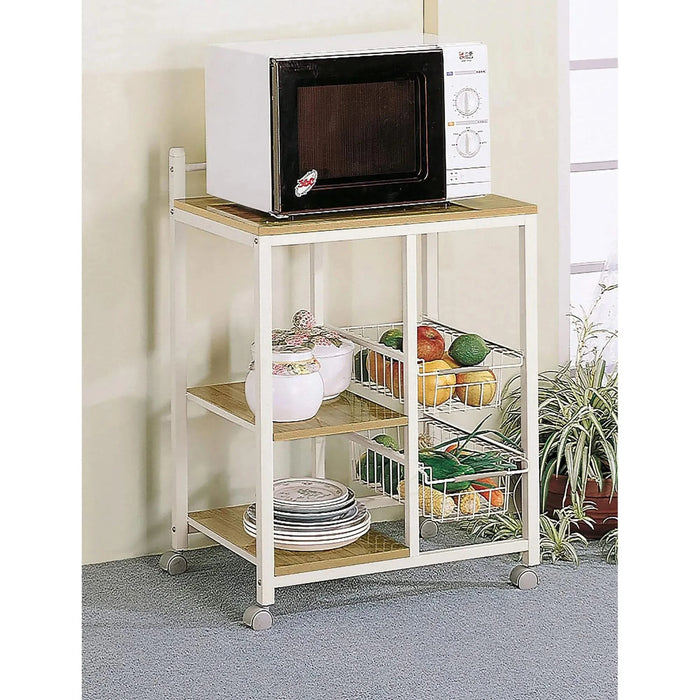Natural Brown and White Kitchen Cart Default -DTYStore