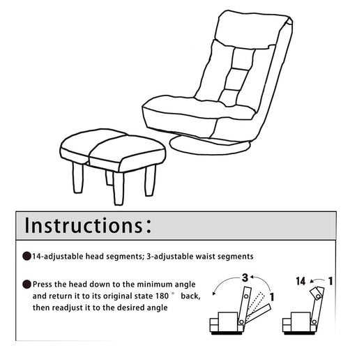 Navy Adjustable Japanese Reclining Floor Chair Sofa with Metal Frame for Living Room & Balcony Default -DTYStore