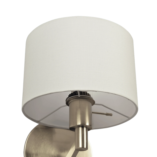 Nebula Brushed Nickel Base Wall Lamp with Rotary Switch White Fabric Shade Default -DTYStore