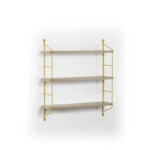 Neelix Floating Wall Decor Wall Mounted Rustic Decorative Hanging 3 Tier Metal Bracket Shelf for Books and Collectibles, Oak/Yellow Default -DTYStore