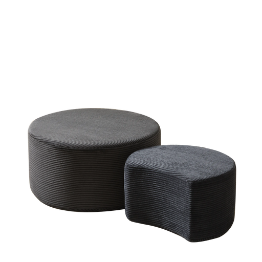 Nesting Coffee Table Set of 2,Upholstered Round Coffee Tables Set of 2 for Living Room, Modern Foam Round Coffee Table Side Table End Table Ottoman, No Assembly Default -DTYStore