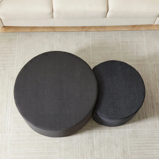 Nesting Coffee Table Set of 2,Upholstered Round Coffee Tables Set of 2 for Living Room, Modern Foam Round Coffee Table Side Table End Table Ottoman, No Assembly Default -DTYStore