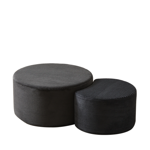 Nesting Coffee Table Set of 2,Upholstered Round Coffee Tables Set of 2 for Living Room, Modern Foam Round Coffee Table Side Table End Table Ottoman, No Assembly Default -DTYStore