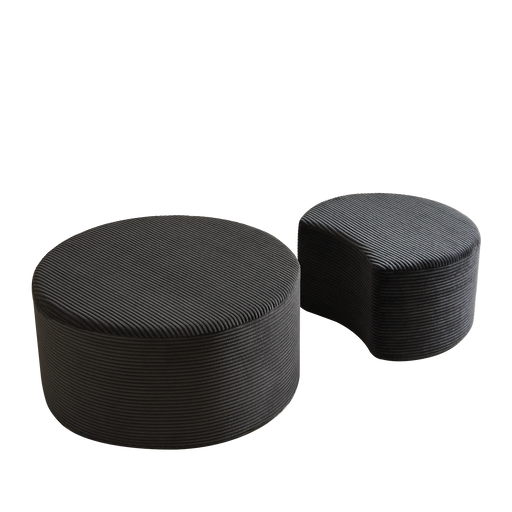 Nesting Coffee Table Set of 2,Upholstered Round Coffee Tables Set of 2 for Living Room, Modern Foam Round Coffee Table Side Table End Table Ottoman, No Assembly Default -DTYStore