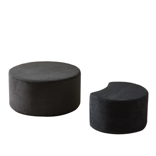 Nesting Coffee Table Set of 2,Upholstered Round Coffee Tables Set of 2 for Living Room, Modern Foam Round Coffee Table Side Table End Table Ottoman, No Assembly Default -DTYStore