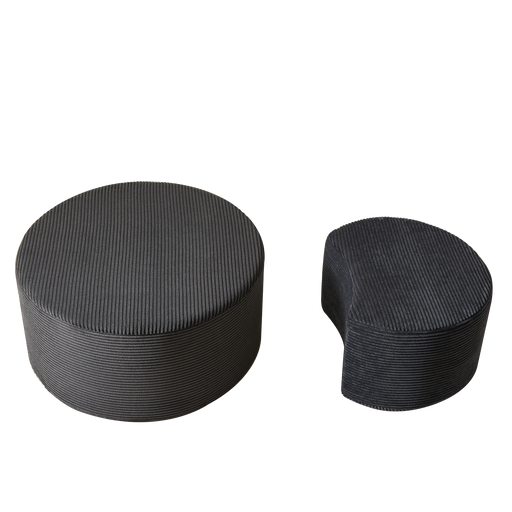 Nesting Coffee Table Set of 2,Upholstered Round Coffee Tables Set of 2 for Living Room, Modern Foam Round Coffee Table Side Table End Table Ottoman, No Assembly Default -DTYStore