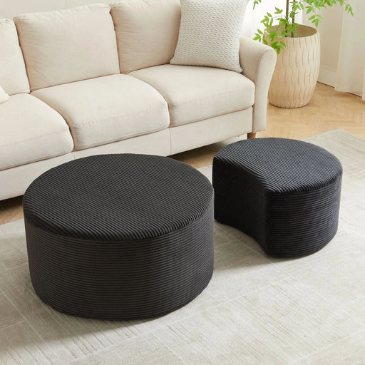 Nesting Coffee Table Set of 2,Upholstered Round Coffee Tables Set of 2 for Living Room, Modern Foam Round Coffee Table Side Table End Table Ottoman, No Assembly Default -DTYStore