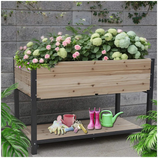 New style: 45' Iron-wood combined growing beds with feet and storage racks. Suitable for various places such as gardens, backyards, terraces, balconies, etc. Default -DTYStore
