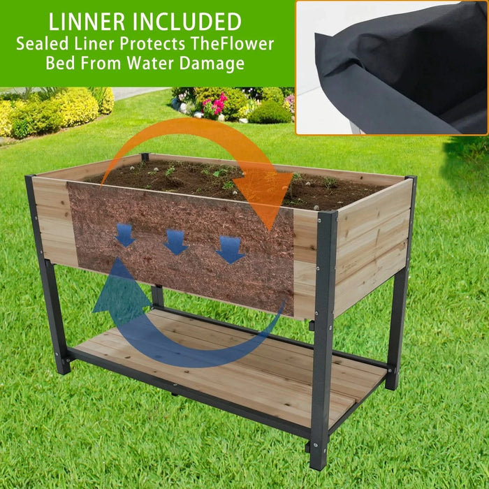 New style: 45' Iron-wood combined growing beds with feet and storage racks. Suitable for various places such as gardens, backyards, terraces, balconies, etc. Default -DTYStore