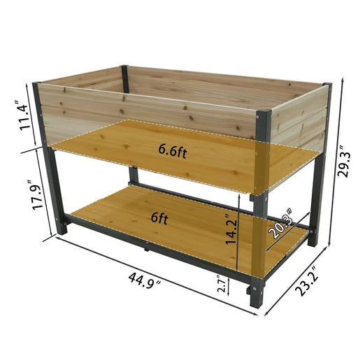 New style: 45' Iron-wood combined growing beds with feet and storage racks. Suitable for various places such as gardens, backyards, terraces, balconies, etc. Default -DTYStore