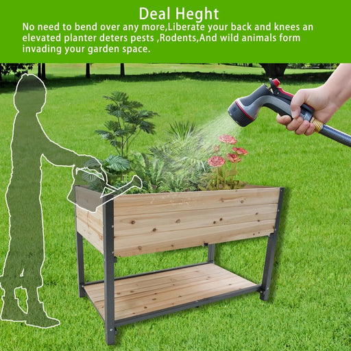 New style: 45' Iron-wood combined growing beds with feet and storage racks. Suitable for various places such as gardens, backyards, terraces, balconies, etc. Default -DTYStore