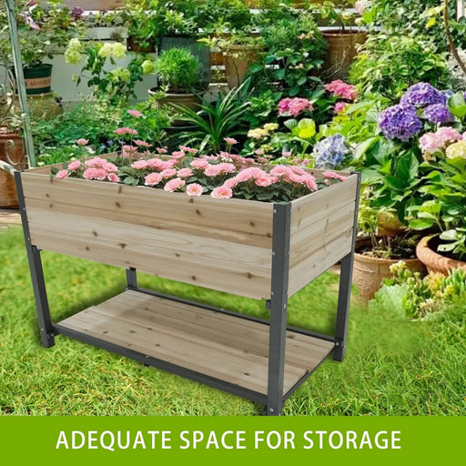 New style: 45' Iron-wood combined growing beds with feet and storage racks. Suitable for various places such as gardens, backyards, terraces, balconies, etc. Default -DTYStore