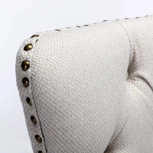 Nikki Collection Modern, High-end Tufted Solid Wood Contemporary Flax Upholstered Dining Chair with Wood Legs Nailhead Trim 2-Pcs Set,Gray, SW6801BG Default -DTYStore