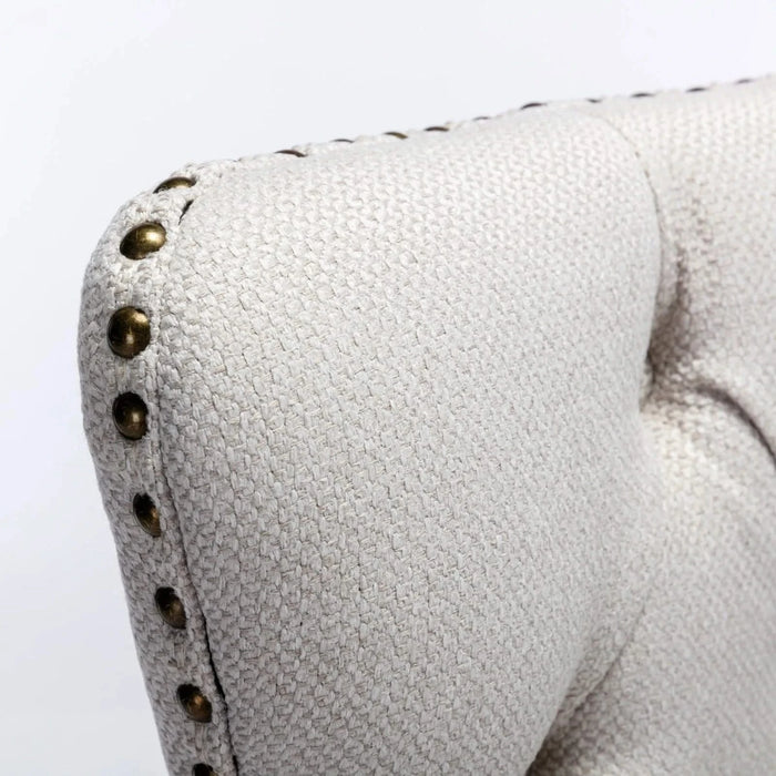 Nikki Collection Modern, High-end Tufted Solid Wood Contemporary Flax Upholstered Dining Chair with Wood Legs Nailhead Trim 2-Pcs Set,Gray, SW6801BG Default -DTYStore