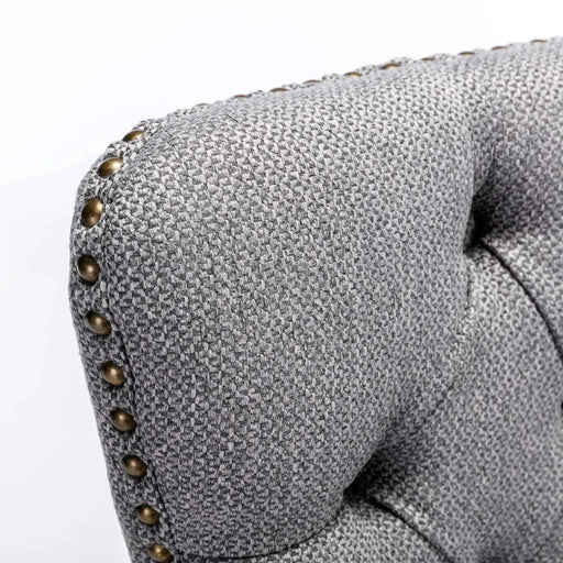 Nikki Collection Modern, High-end Tufted Solid Wood Contemporary Flax Upholstered Linen Dining Chair with Wood Legs Nailhead Trim 2-Pcs Set,Gray, SW6801GY Default -DTYStore