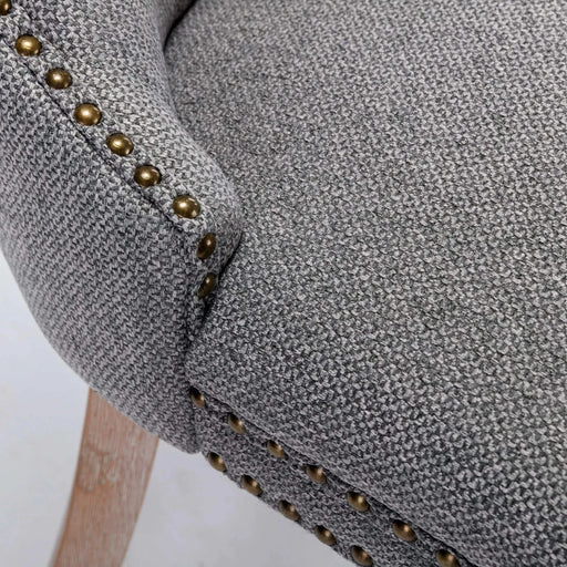 Nikki Collection Modern, High-end Tufted Solid Wood Contemporary Flax Upholstered Linen Dining Chair with Wood Legs Nailhead Trim 2-Pcs Set,Gray, SW6801GY Default -DTYStore