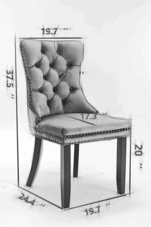 Nikki Collection Modern, High-end Tufted Solid Wood Contemporary Flax Upholstered Linen Dining Chair with Wood Legs Nailhead Trim 2-Pcs Set,Gray, SW6801GY Default -DTYStore