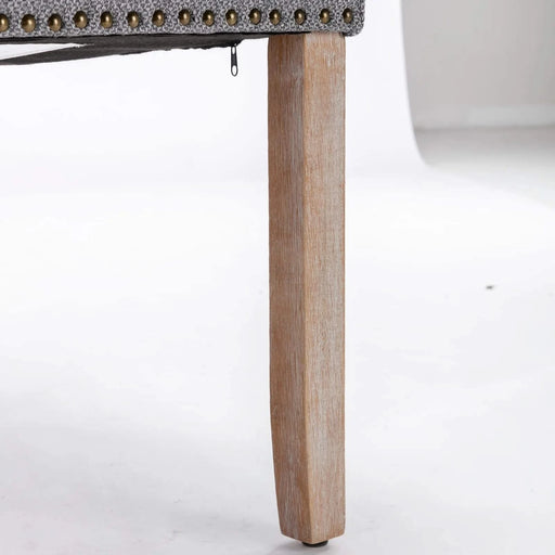 Nikki Collection Modern, High-end Tufted Solid Wood Contemporary Flax Upholstered Linen Dining Chair with Wood Legs Nailhead Trim 2-Pcs Set,Gray, SW6801GY Default -DTYStore