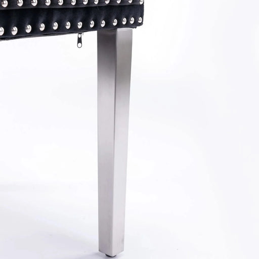 Nikki Collection Modern, High-end Tufted Solid Wood Contemporary Velvet Upholstered Dining Chair with Chrome Stainless Steel Plating Legs,Nailhead Trim,Set of 2,Black and Chrome, SW1701BK Default -DTYStore