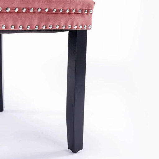 Nikki Collection Modern, High-end Tufted Solid Wood Contemporary Velvet Upholstered Dining Chair with Wood Legs Nailhead Trim 2-Pcs Set,Pink, SW2001PK Default -DTYStore